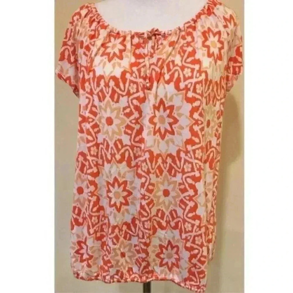 Old navy top size medium orange white floral tie - Picture 2 of 9